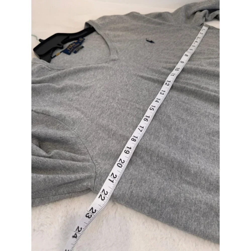 Polo Ralph Lauren Men's Size L Grey V-Neck Sweater Pima Cotton
